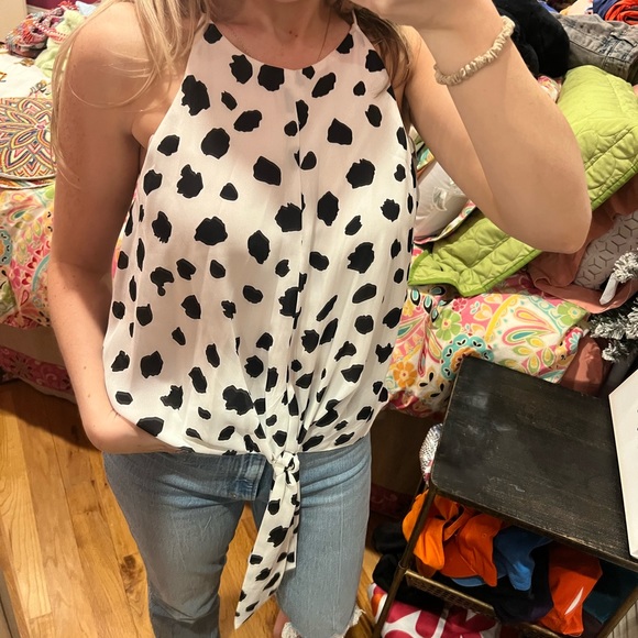 Buddy Love White Tank Top with Black Polka Dots - Picture 3 of 6